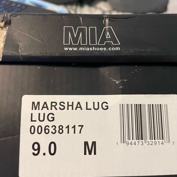 MIA Marsha Lug Hiking Boots Brown Vegan Leather Lace Up Textile Cuff 9 - Picture 8 of 10